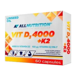 ALLNUTRITION Vit D3 4000 + K2 Linseed oil 60 kapsułek
