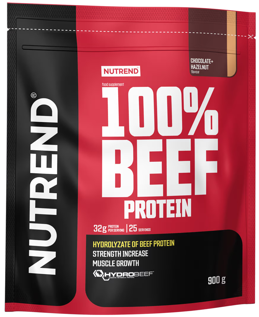 Nutrend 100% Beef Protein 900 g ciocolată cu alune de pădure