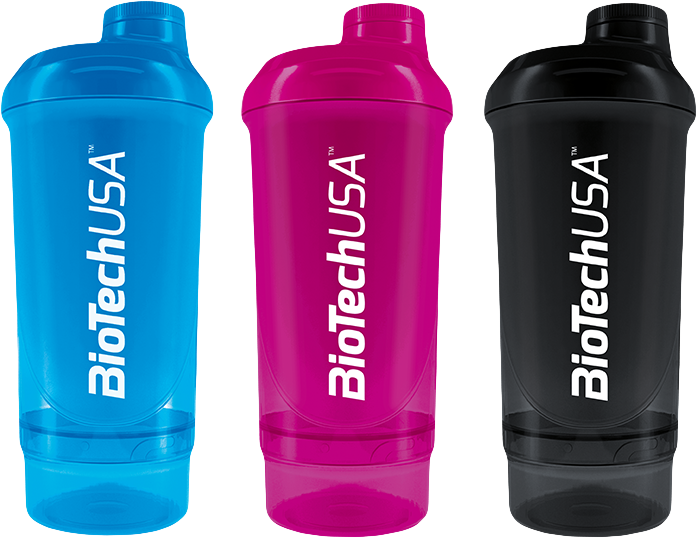 BioTech USA Shaker Wave+ Compact 500 ml + 150 ml átlátszó füstös