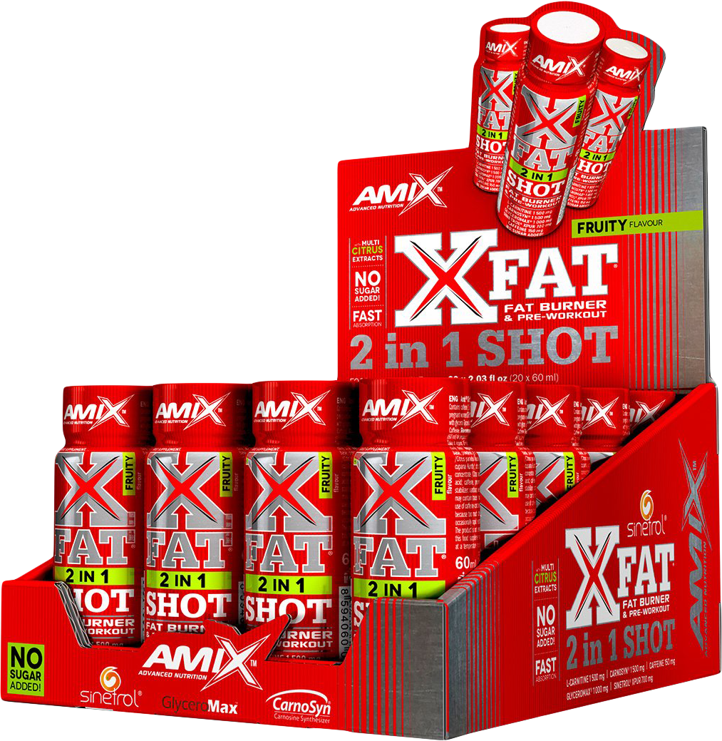 Amix XFat 2in1 Shot BOX 20 x 60 ml Fruktblandning.