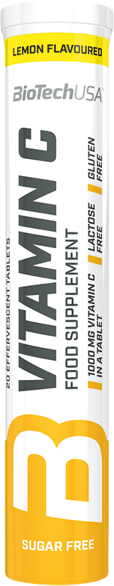 BioTech USA Vitamin C effervescent tablets 20 tablets lămâie