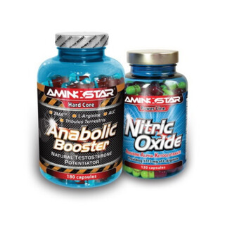 Aminostar Anabolic Booster 180 caps + Nitric Oxide 120 caps stock package