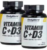 BodyWorld 2x Vitamín C + D3 1000 UI 100 tbl