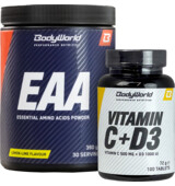 BodyWorld EAA The Real Athlete 390 g + Vitamín C + D3 1000 UI 100 tbl ZADARMO