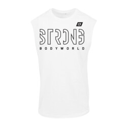 BodyWorld STRONG LINES mens sleeveless t-shirt white