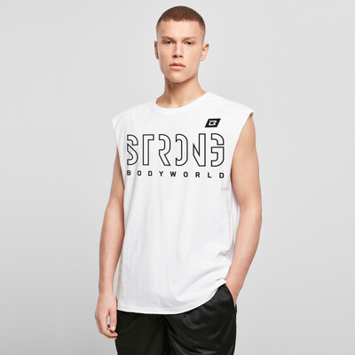 BodyWorld STRONG LINES mens sleeveless t-shirt white