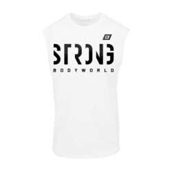 BodyWorld STRONG mens sleeveless t-shirt white