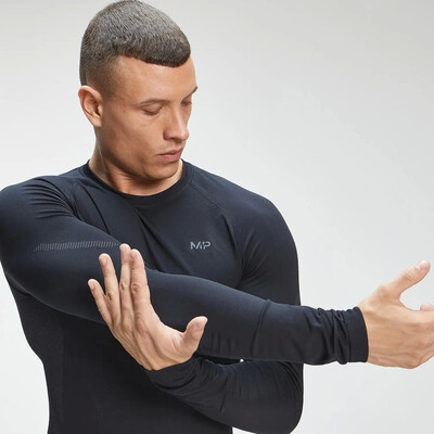 MyProtein Mens Tempo Seamless Long Sleeve Top črna