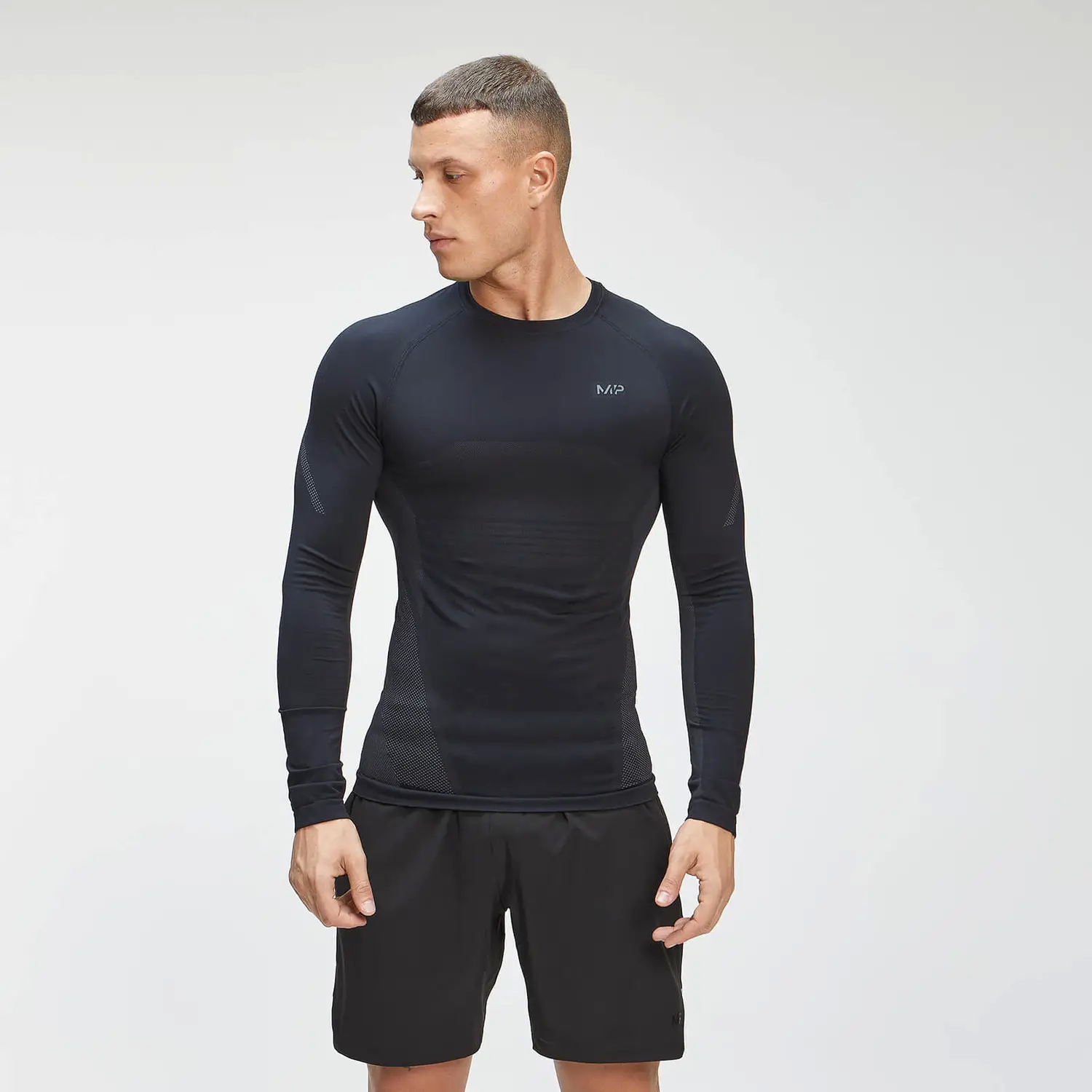 MyProtein Pánske tričko s dlhými rukávmi Tempo Seamless Top čierne XXL