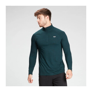 MyProtein Mens Performance 1/4 Zip Top deep teal marl