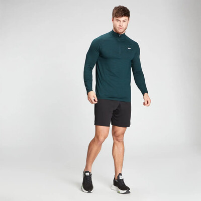 MyProtein Mens Performance 1/4 Zip Top deep teal marl