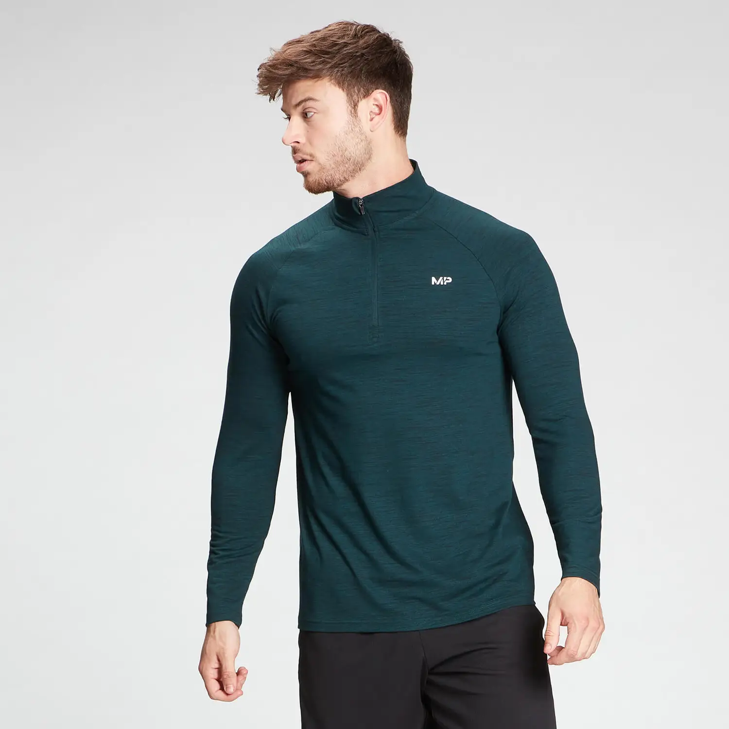 MyProtein Pánske tričko Performance 1/4 Zip Top deep teal marl XXL