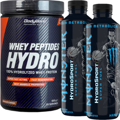 100% Whey Peptides Hydro 600 g + 2 x Monster HydroSport 650 ml ZADARMO