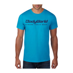 BodyWorld Mens BodyWorld Strong Feels Good t-shirt caribbean blue / blue logo