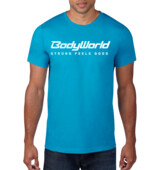 BodyWorld Férfi BodyWorld Strong Feels Good póló caribbean blue / white logo
