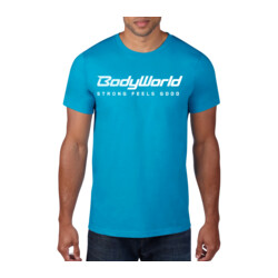 BodyWorld Mens BodyWorld Strong Feels Good t-shirt caribbean blue / white logo