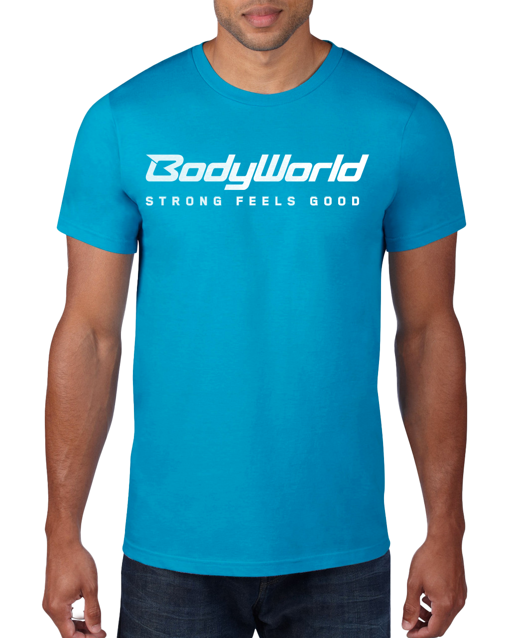 BodyWorld Pánske Tričko BodyWorld Strong Feels Good Modré / Biele Logo S