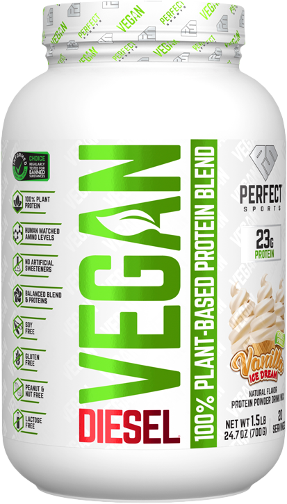 PERFECT Sports Diesel Vegan 100% Plant Based Protein 700 G Chocolate Ice Dream