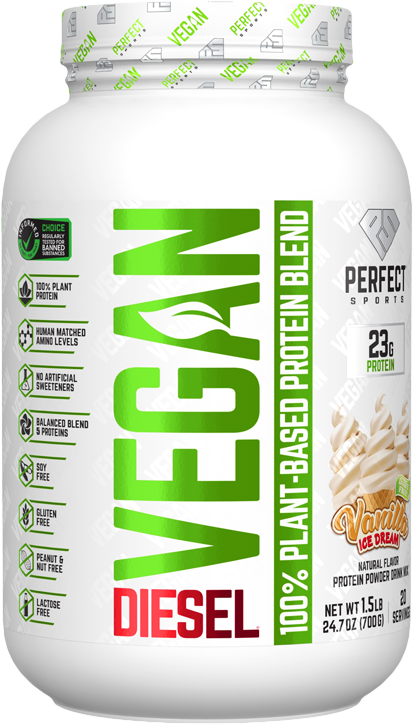 PERFECT Sports Diesel Vegan 100% Plant Based Protein 700 G Vanilla Ice Dream
