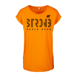 BodyWorld Womens T-shirt STRONG Pattern Extended Shoulder paradise orange