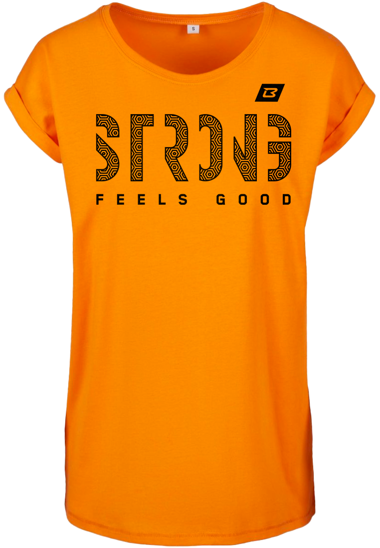 BodyWorld Dámske Tričko STRONG Pattern Extended Shoulder Oranžové M