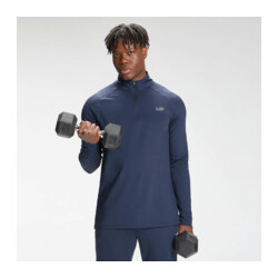 MyProtein Mens Repeat Mark Graphic Training 1/4 Zip bleu pétrole