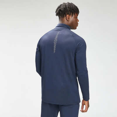 MyProtein Mens Repeat Mark Graphic Training 1/4 Zip petrol blue