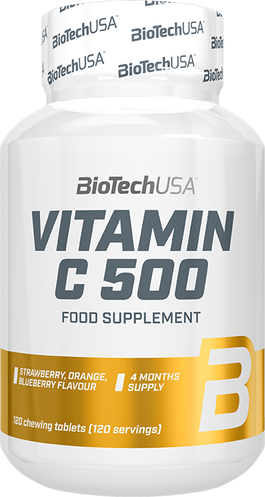 BioTech USA Vitamin C 500 120 žuvacích tabliet jahoda-čučoriedka-pomaranč
