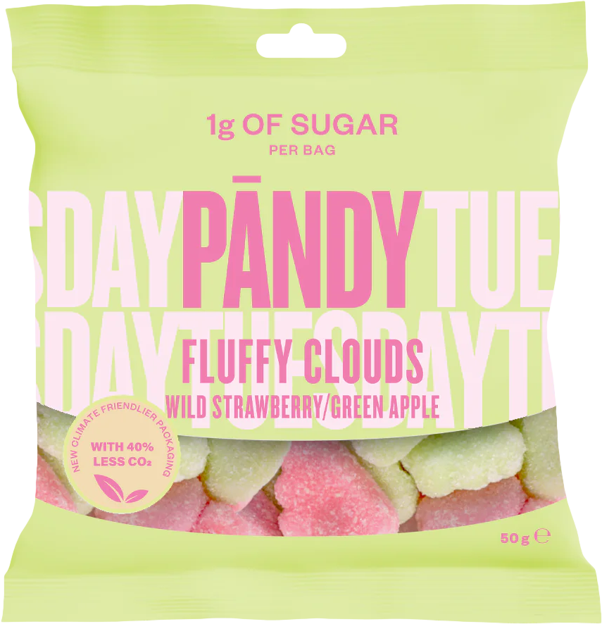 PÄNDY Fluffy Clouds 50 g căpșuni sălbatice/măr verde