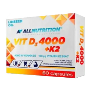 ALLNUTRITION Vit D3 4000 + K2 Linseed oil 60 kapsul
