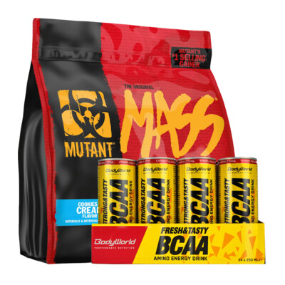 Mutant Mass New 2270 g + BodyWorld BCAA Amino Energy Drink 24 x 250 ml