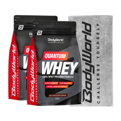 BodyWorld 2x Quantum Whey 2270 g + Fitness törölköző INGYENES