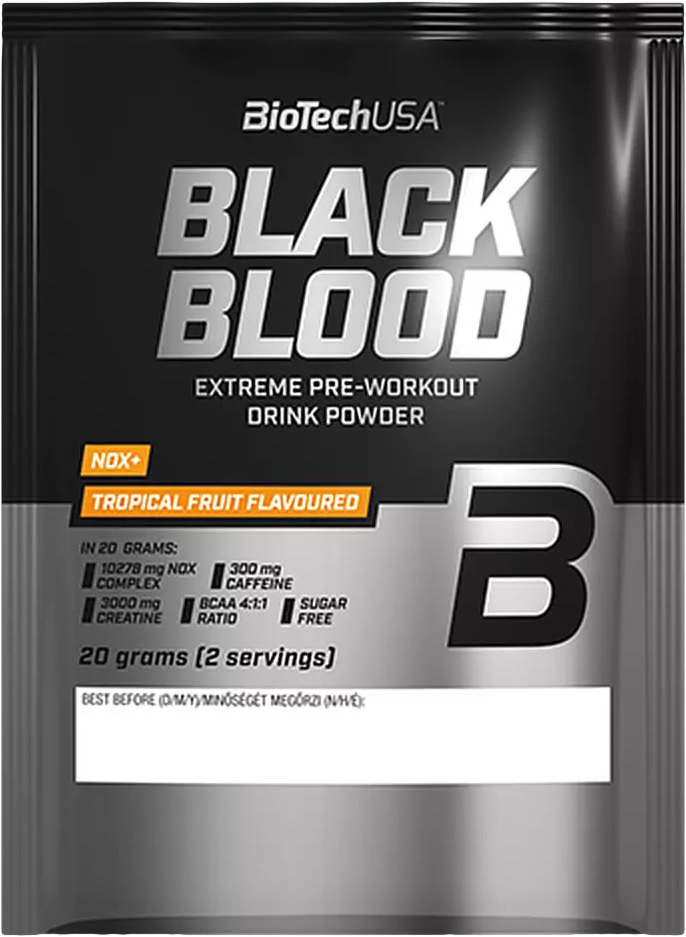 BioTech USA Black Blood NOX+ 20 g trópusi gyümölcsök