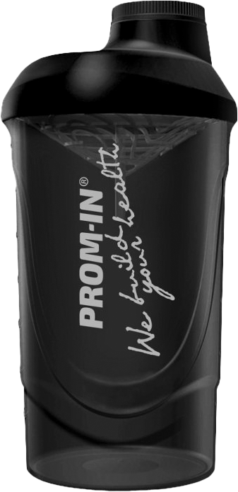 Prom-In Shaker We Build Your Health 600 ml genomskinlig svart