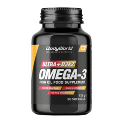 BodyWorld Ultra+D3K2 Omega-3 90 kapsler