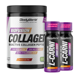 BodyWorld Biofusion Collagen 300 g + 2x L-Carnitine 3000 Shot 80 ml FREE