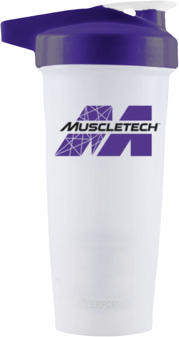 MuscleTech Shaker Cup 828 ml διαφανές λευκό-μοβ