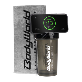 BodyWorld Fitness towel BodyWorld 100 x 50 cm + Elite Tripod Shaker 700 ml