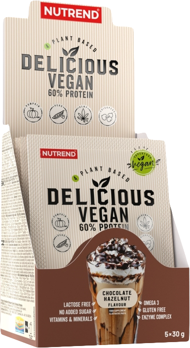 5x Nutrend Delicious Vegan Protein 30 g csokoládé-mogyoró