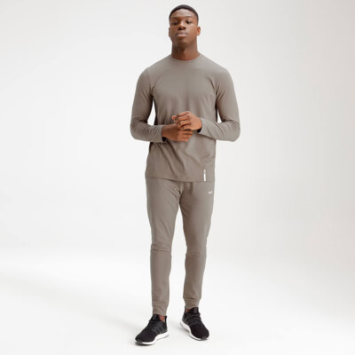 MyProtein Mens Luxe Classic Long Sleeve Crew taupe