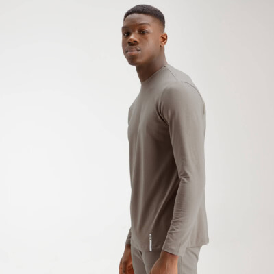 MyProtein Mens Luxe Classic Long Sleeve Crew taupe