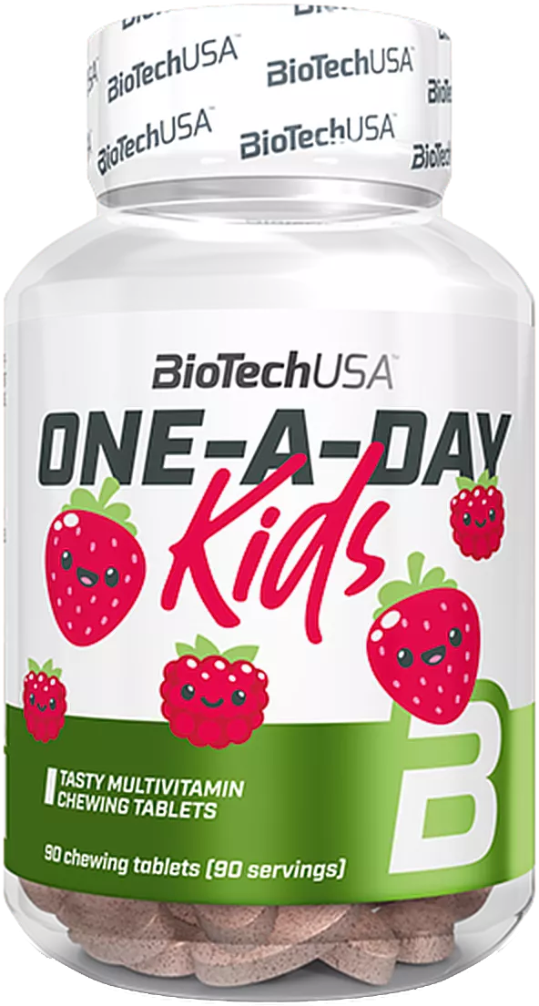 BioTech USA One-A-Day Kids 90 comprimate masticabile căpșuni și zmeură