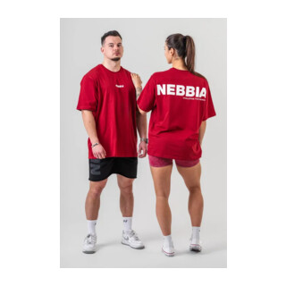 Nebbia Oversized tričko GYM ESSENTIALS 381 tmavě červená