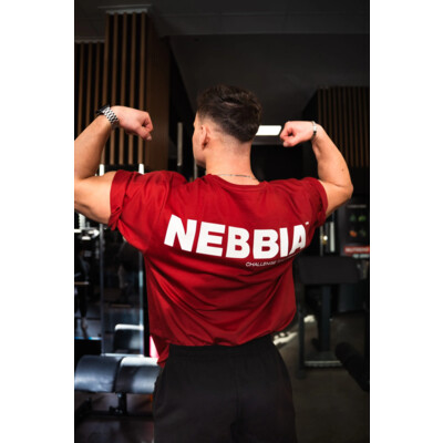 Nebbia Oversized tričko GYM ESSENTIALS 381 tmavě červená