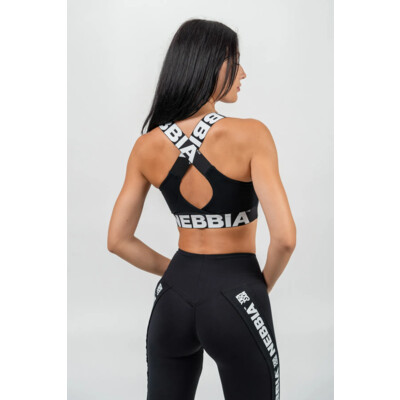 Nebbia Medium-Support Criss Cross Sports Bra ICONIC 230 sort
