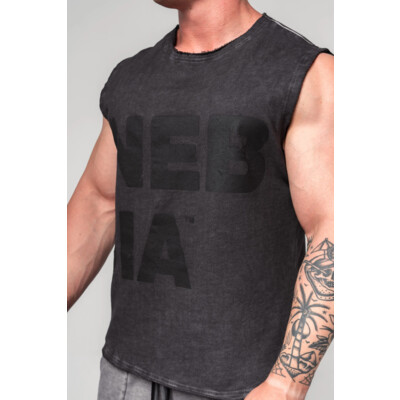 Nebbia Washed-off mikina bez rukávů BEASTIN’ 361 černá