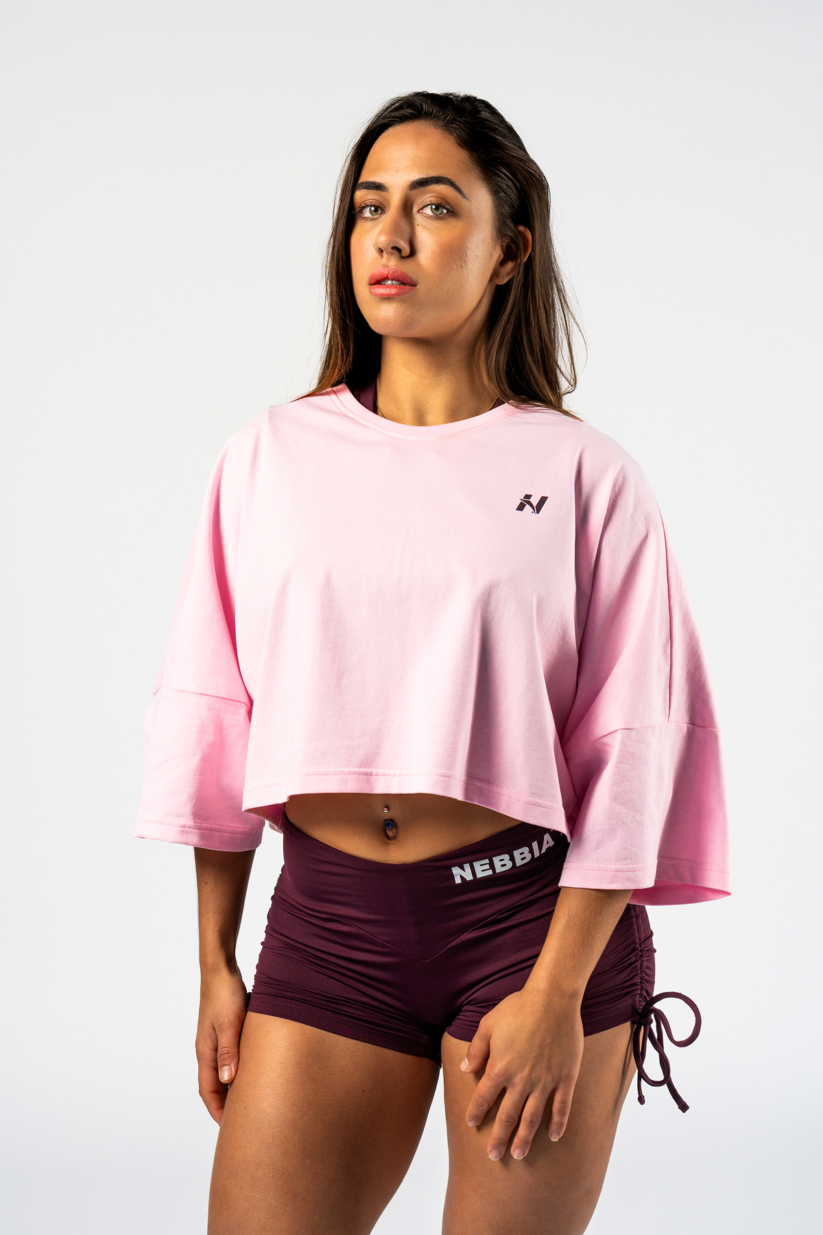 Nebbia Oversized Cropped Tee JUST FLOW 431 różowy XS / S
