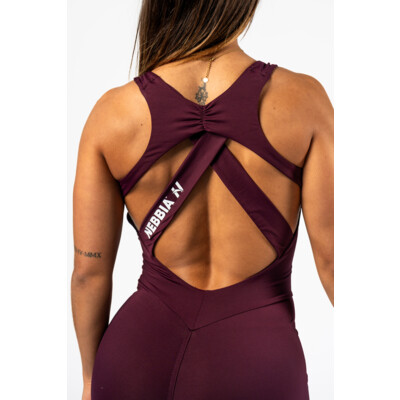 Nebbia Body-Enhancing Workout Jumpsuit STRONG BEAUTY 427 dark red