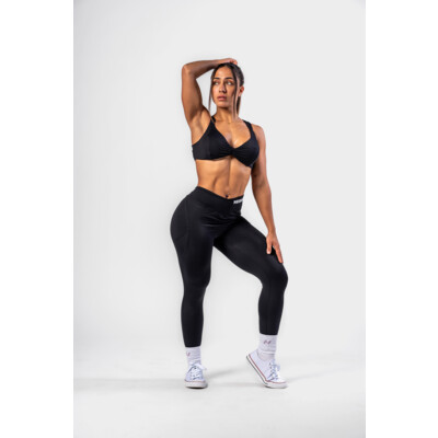Nebbia V-Cut Lace-Up Sculpting Leggings OWN YOUR POWER 426 black