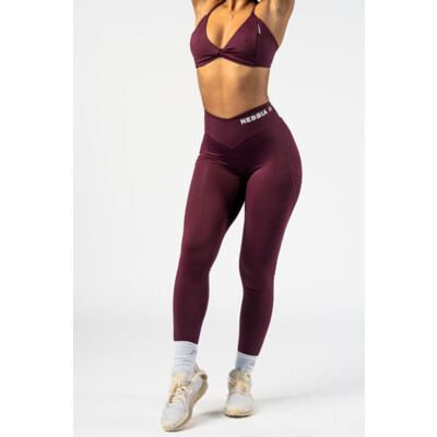 Nebbia V-Cut Lace-Up Sculpting Leggings OWN YOUR POWER 426 dark red